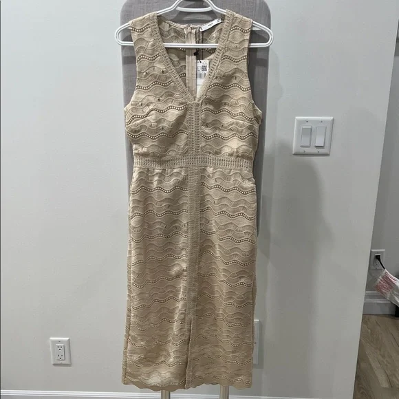 Mango Beige Crochet Midi Dress - Picture 2 of 4